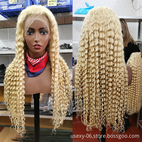 Full lace glueless colorful natural 613 virgin hair human hd lace front wig vendors deep wave wig human hair blonde wigs